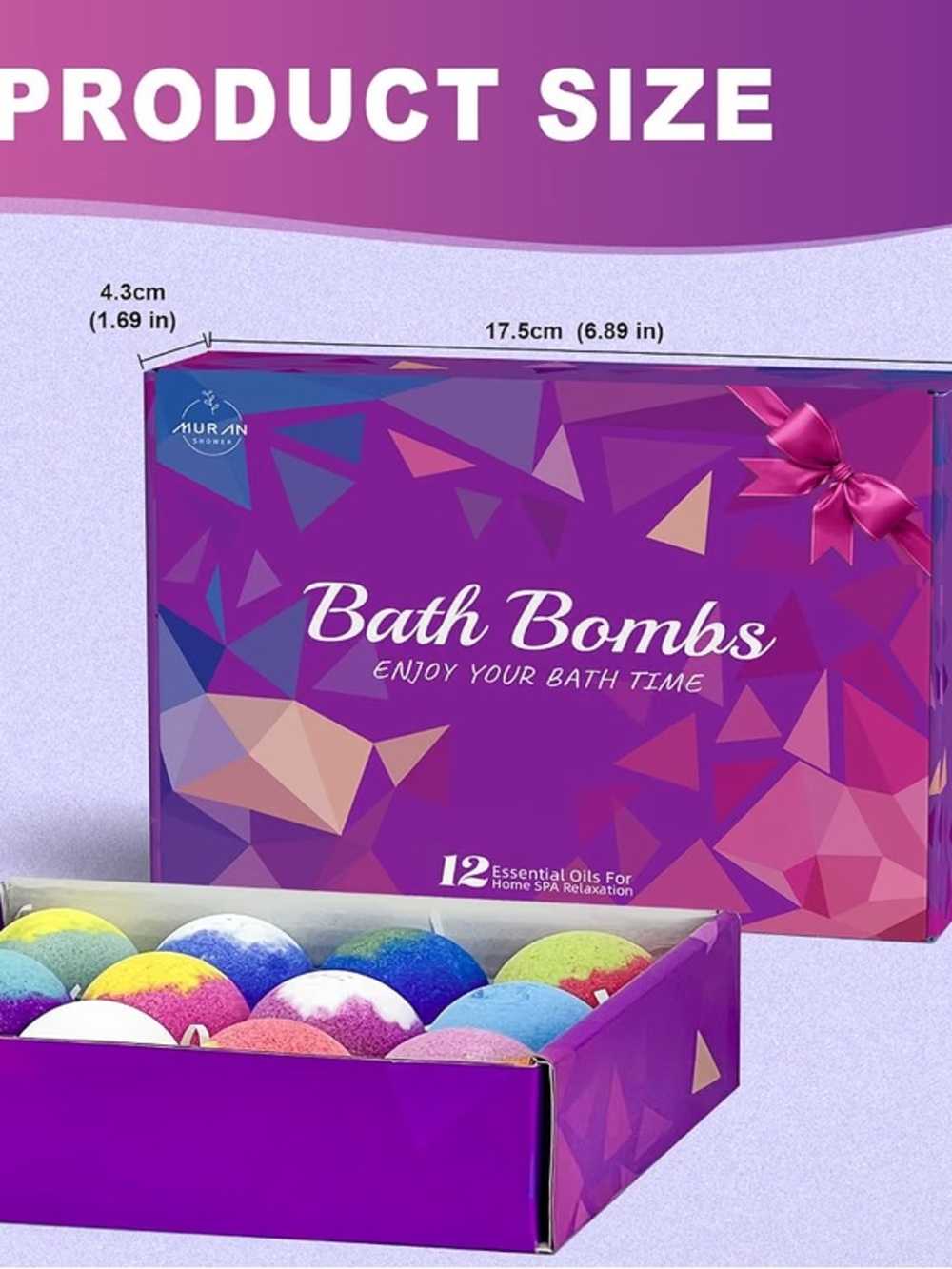 Bath Bombs for Women Gift Set 12 Pack Natural Relaxing Bath Bombs for Her - Picture 9 of 15